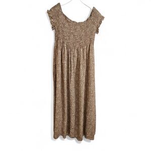 Beige Floral Long Off the Shoulder Dress SHEIN CURVE Size Womens 1XL / Large